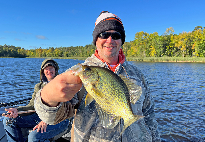 image of Andy with big crappie caught on Cutfoot Sioux 