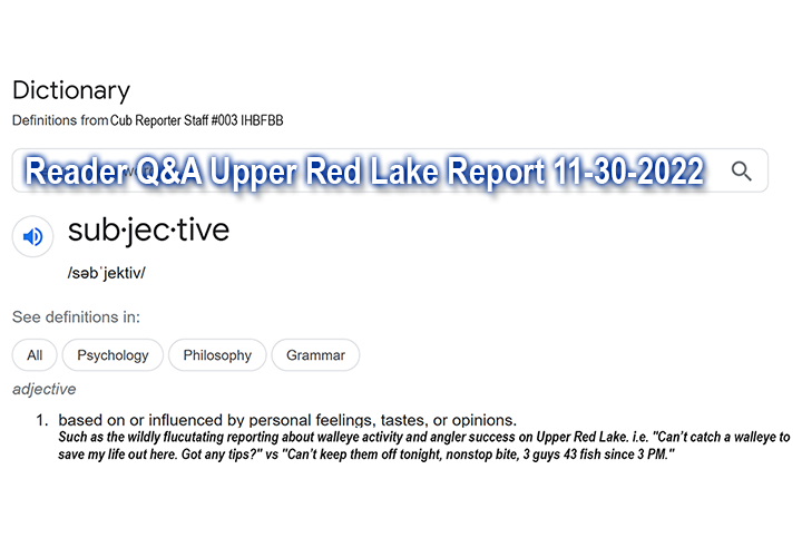 image links to reader question about Upper Red Lake fishing report