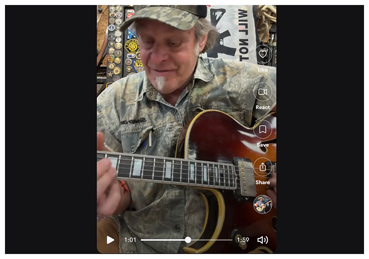 image of Ted Nugent playing guitar for Jeff Sundin