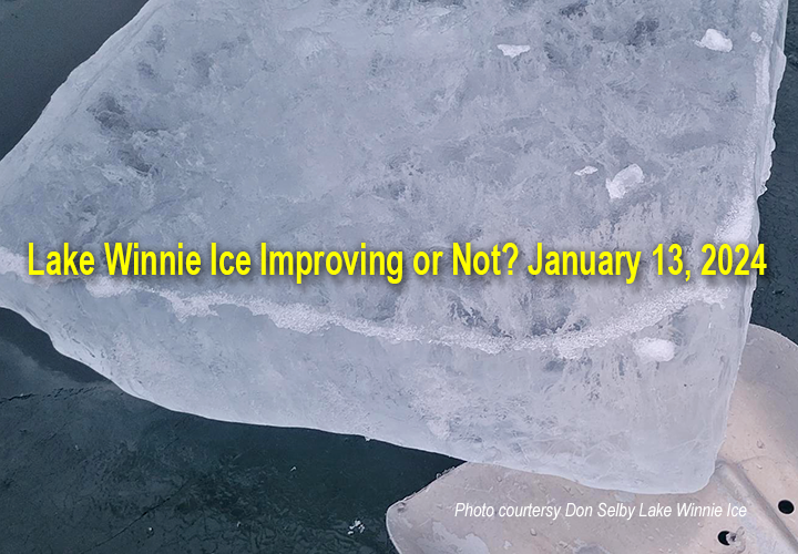 image of ice sample cut from Lake Winnibigoshish