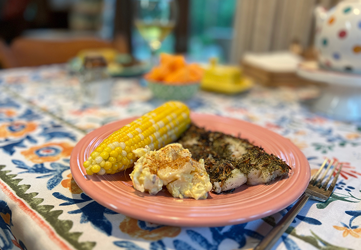 image of coconut broiled walleye prepared by Jeff Sundin 