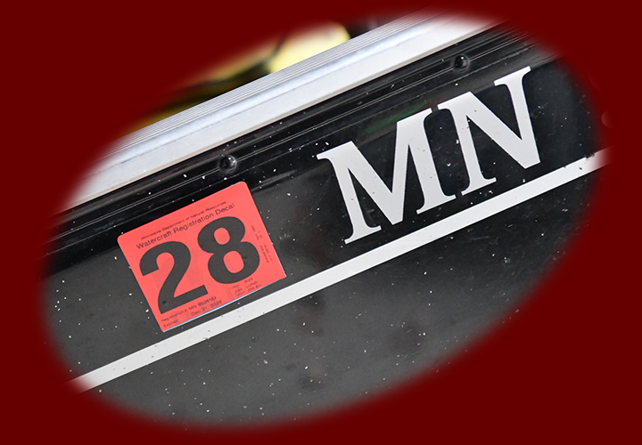image of Minnesota Boat Registration decal on Jeff Sundin's Lund Alaskan