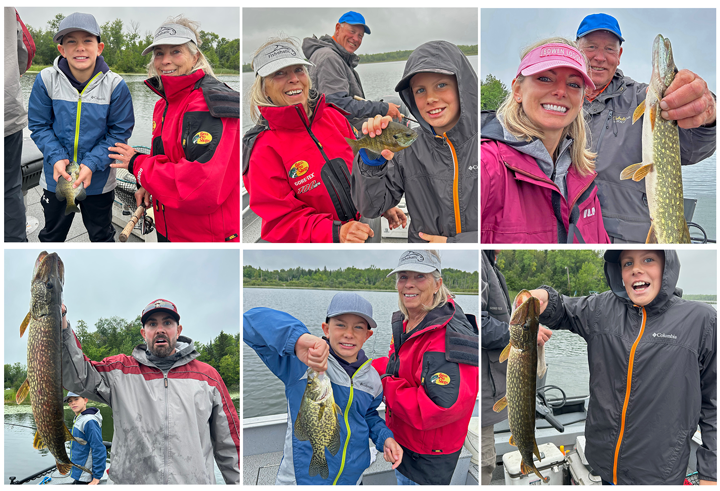 Collage of family fishing trip with Jeff Sundin on Friday August 11, 2023