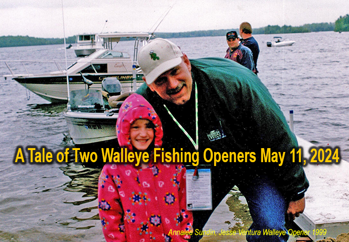 image of Jesse Ventura and Annalee Sundin links to article about the 2024 MN Walleye opener