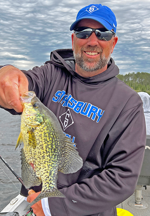 image of Jeff Richins holding big crappie he caught in grand rapids mn