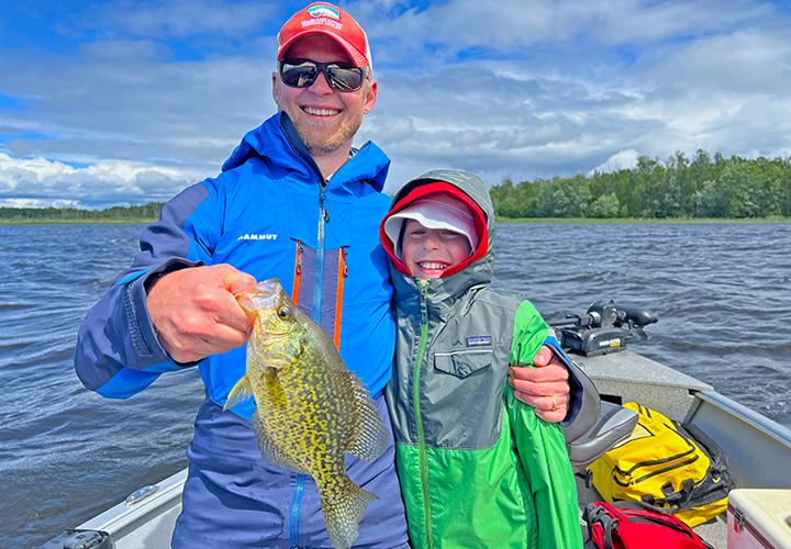 image of John and Henry Hauschild with gug crappie caught on fishing charter with Jeff Sundin