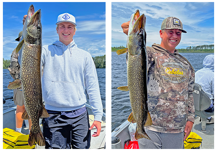 image of Cooper and Max Richins with big northern pike