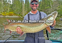 image of man holdiung big musky he caught while fishing in the northwest angle of Lake of the Woods