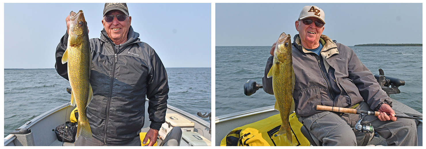 image of the Benson brothers with nice size walleyes caught on lake Winniibigoshish