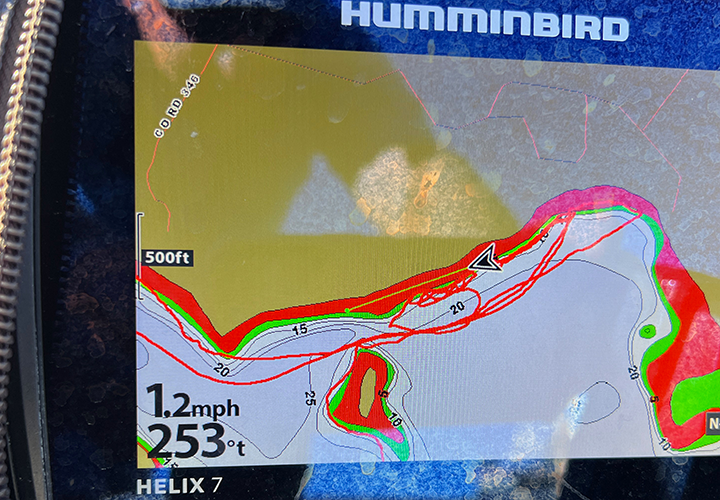 image of GPS chart shows northern pike locatiion