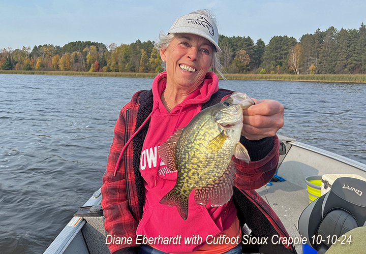 image of Diane Eberhardt with nice crappie caught in Little Cutfoot Sioux