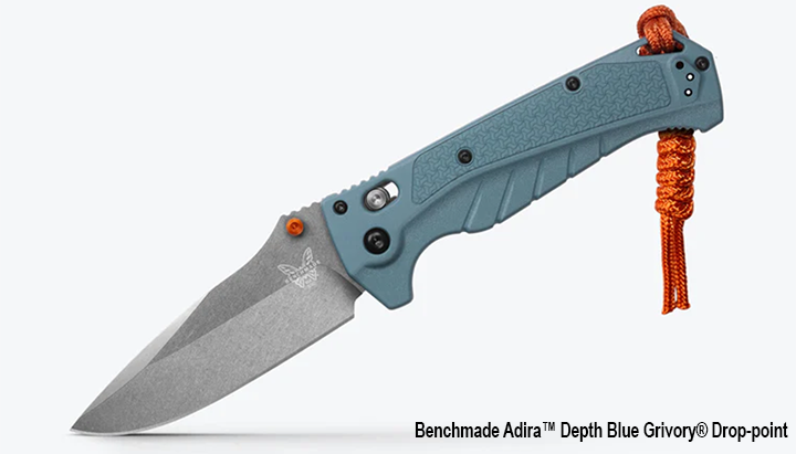 Image of Benchmade Adira™ Depth Blue Grivory® Drop-point folding hunting knife