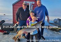 image of family ice fishing at Arneson's Resort on Lake of the Woods